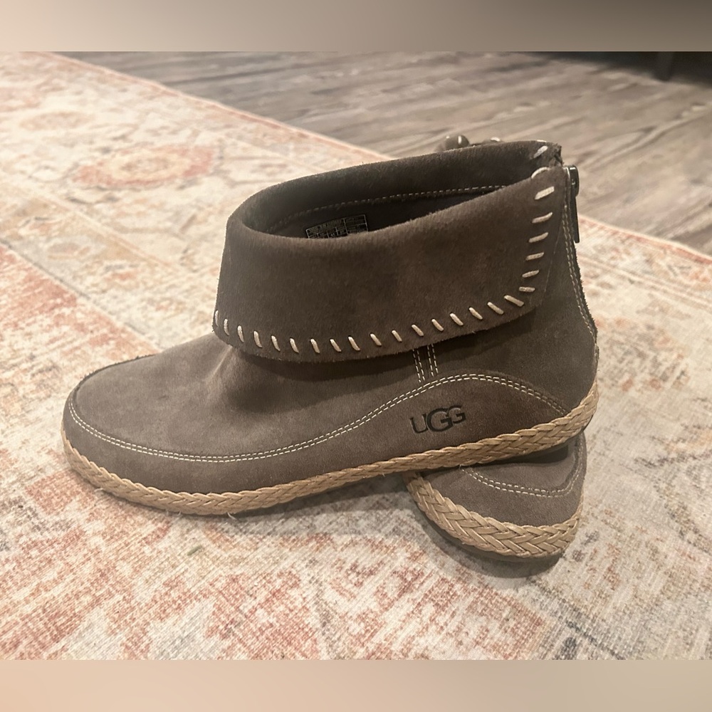 UGG Women Dark Brown Suede Moccasin Boots